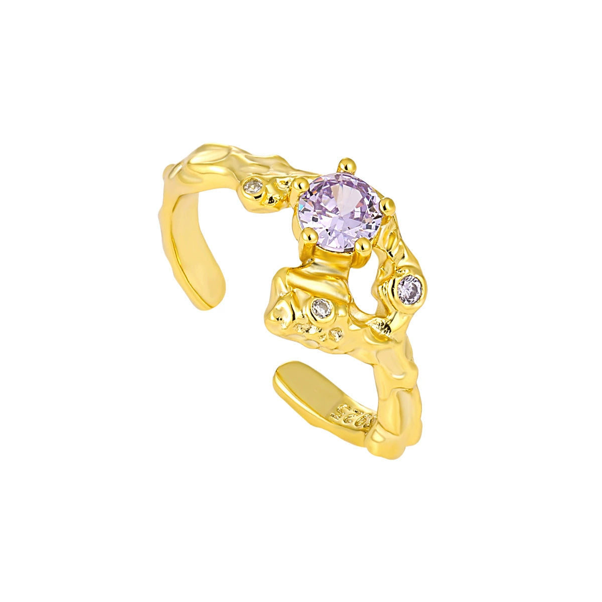 bague-argent-doree-pierre-violette-dina-vue-de-face