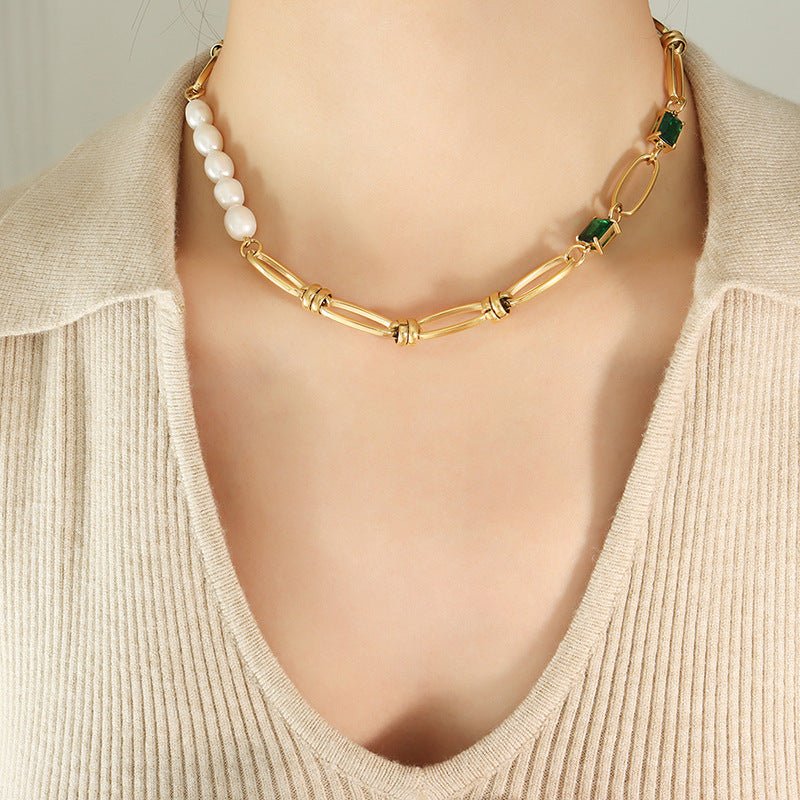 Gold Plated Necklace & Bracelet "Treasures of the Deep" | Kiwified Emerald - Kiwified Emerald