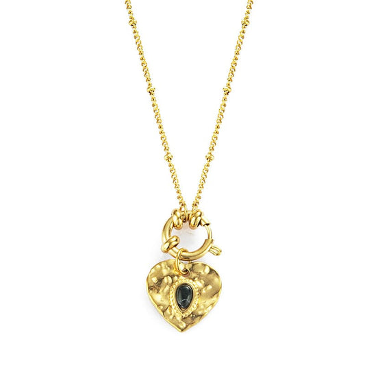 Gold Plated Necklace "Queen of Spade" - Kiwified Emerald