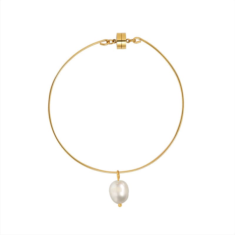 Gold Plated Pearl Bracelet "Louise" - Kiwified Emerald