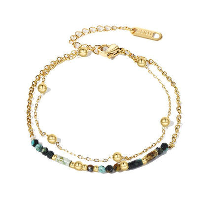 Gold Plated Bracelet "Bohemian Dance" | Kiwified Emerald - Kiwified Emerald