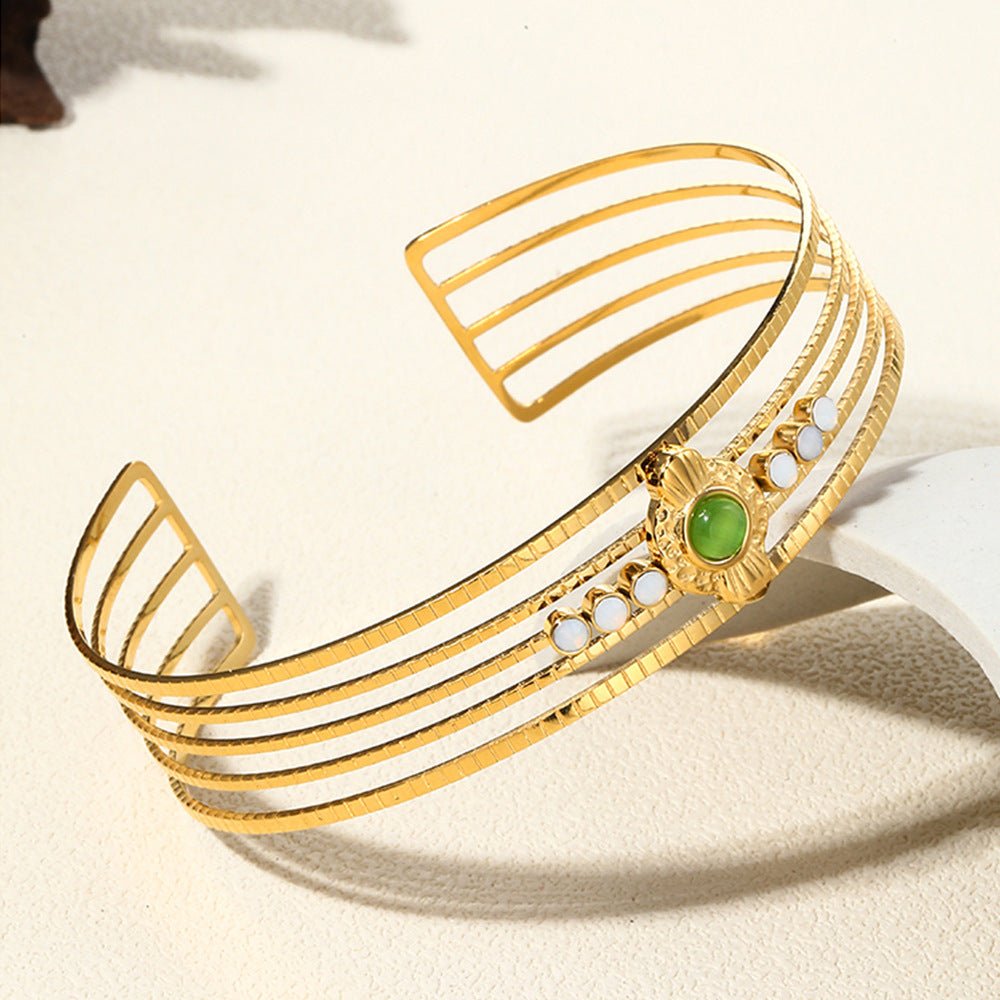 Gold Plated Bracelet & Ring "Sahara Oasis" | Kiwified Emerald - Kiwified Emerald