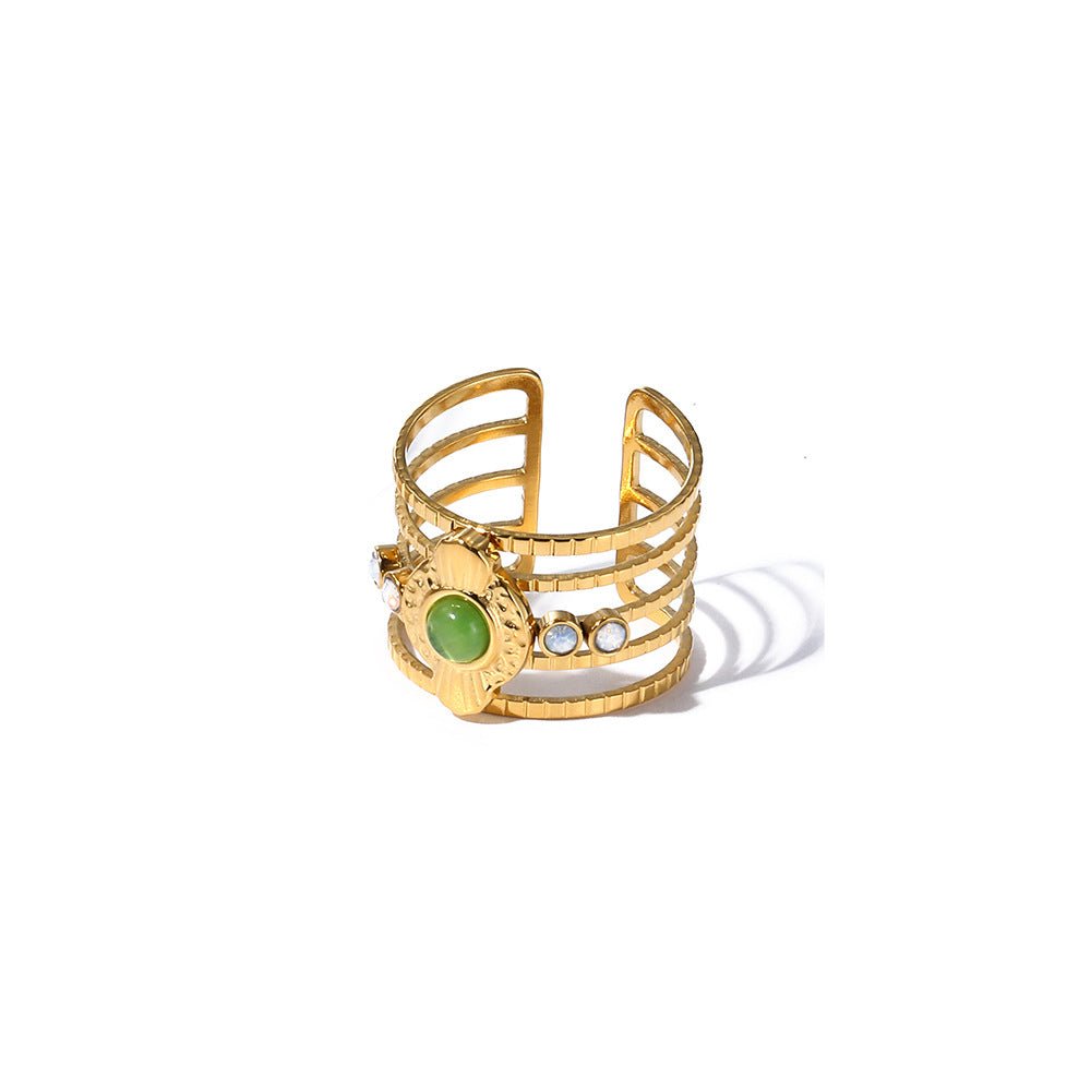 Gold Plated Bracelet & Ring "Sahara Oasis" | Kiwified Emerald - Kiwified Emerald