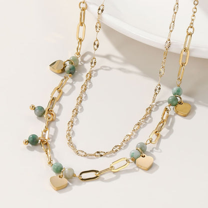 Gold Plated Necklace "Blue Spring" - Kiwified Emerald