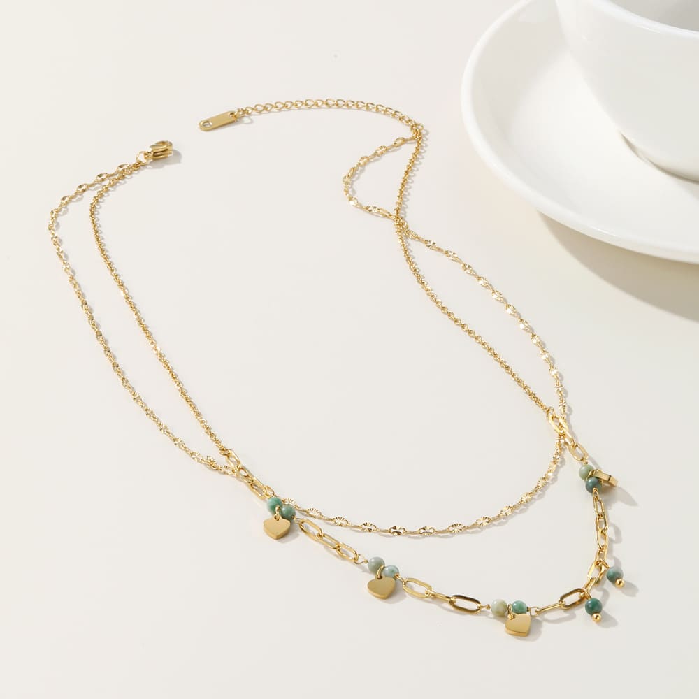 Gold Plated Necklace "Blue Spring" - Kiwified Emerald