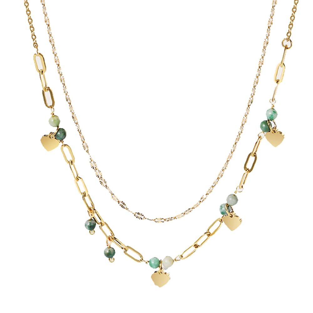 Gold Plated Necklace "Blue Spring" - Kiwified Emerald