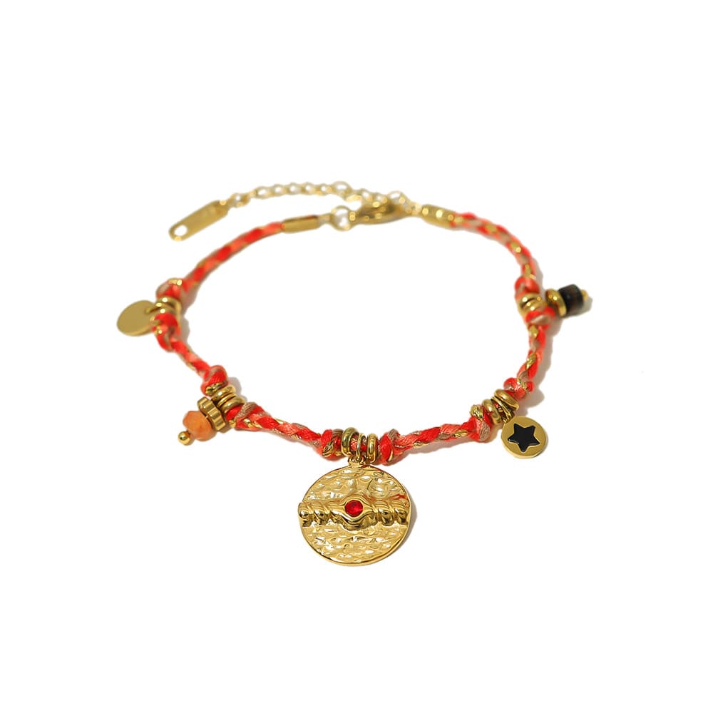 Gold Plated Necklace & Bracelet "Colorful Gypsy" - Kiwified Emerald