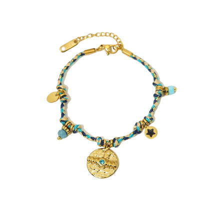 Gold Plated Necklace & Bracelet "Colorful Gypsy" - Kiwified Emerald