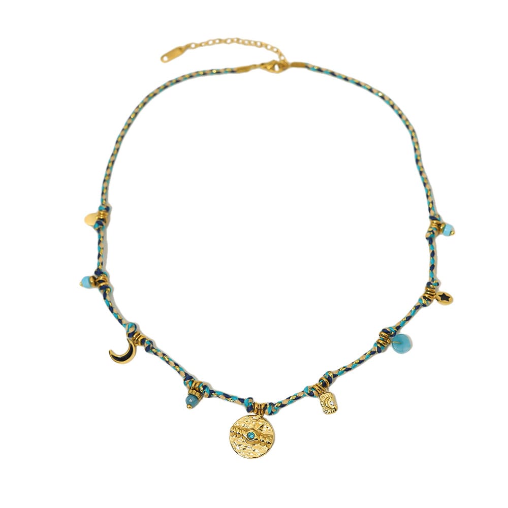 Gold Plated Necklace & Bracelet "Colorful Gypsy" - Kiwified Emerald