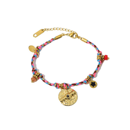 Gold Plated Necklace & Bracelet "Colorful Gypsy" - Kiwified Emerald