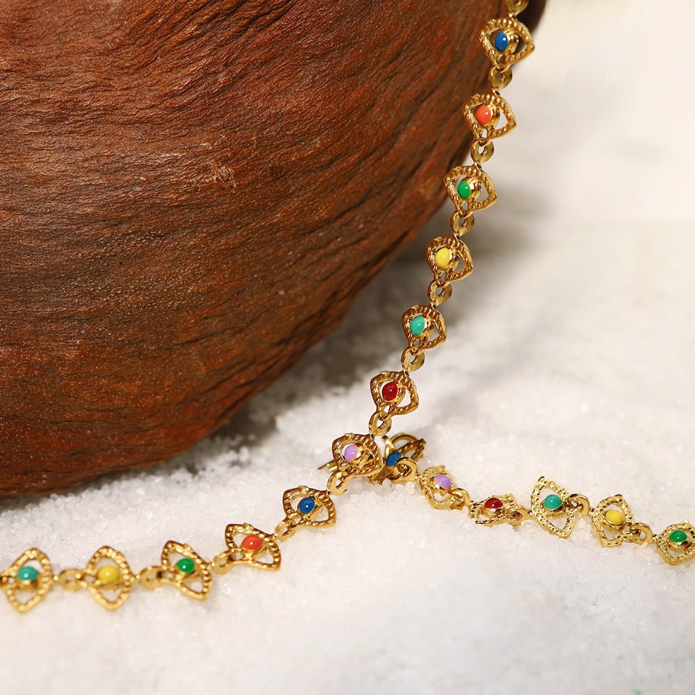 Gold Plated Necklace & Bracelet "Colorful Tears" | Kiwified Emerald - Kiwified Emerald