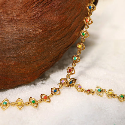 Gold Plated Necklace & Bracelet "Colorful Tears" | Kiwified Emerald - Kiwified Emerald