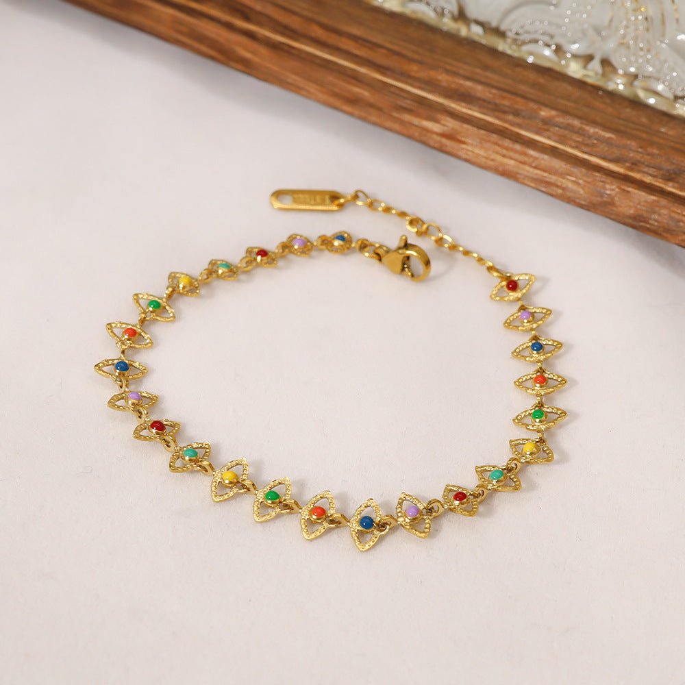 Gold Plated Necklace & Bracelet "Colorful Tears" | Kiwified Emerald - Kiwified Emerald