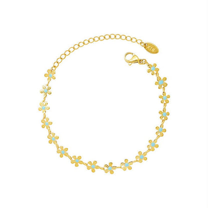 Gold Plated Necklace & Bracelet "Forget-me-not" | Kiwified Emerald - Kiwified Emerald