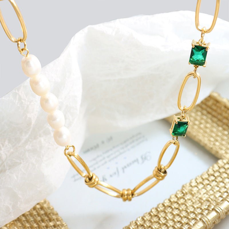 Gold Plated Necklace & Bracelet "Treasures of the Deep" | Kiwified Emerald - Kiwified Emerald