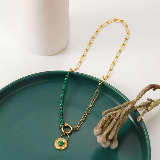 Gold Plated Necklace "Esméralda" - Kiwified Emerald