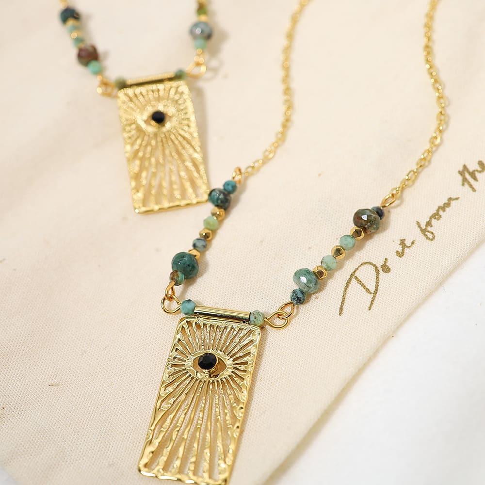 Gold Plated Necklace "Eye of the Horus" - Kiwified Emerald