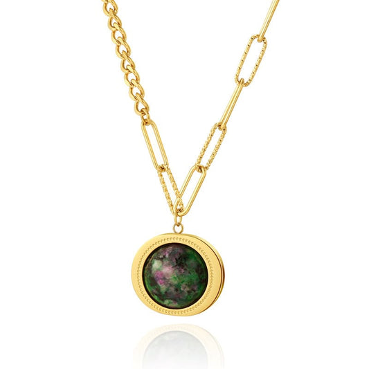 Gold Plated Necklace "Heart of the Earth" - Kiwified Emerald