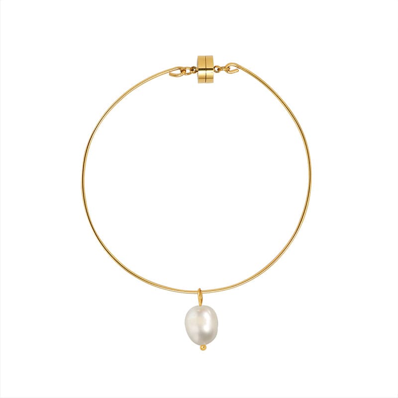 Gold Plated Pearl Bracelet "Louise" - Kiwified Emerald