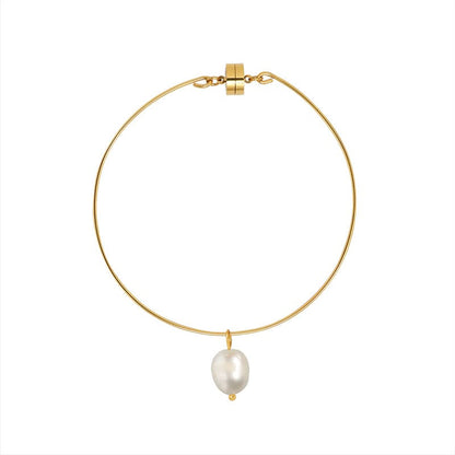 Gold Plated Pearl Bracelet "Louise" - Kiwified Emerald