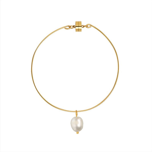 Gold Plated Pearl Bracelet "Louise" - Kiwified Emerald