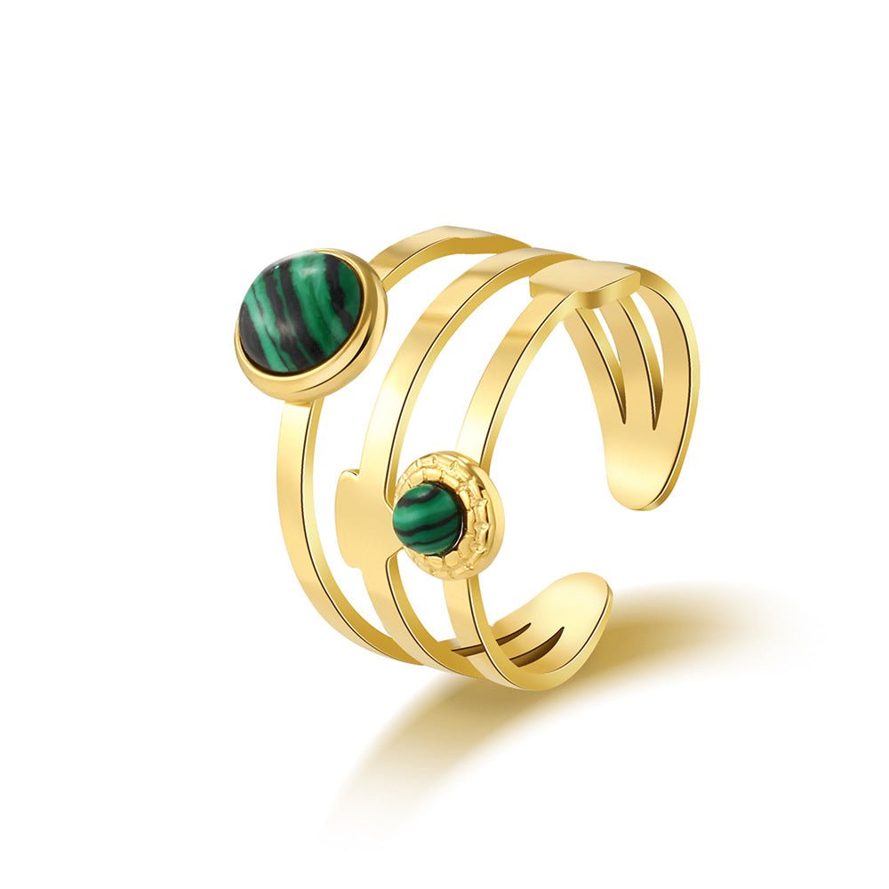 Gold Plated Stainless Steel Ring "Esméralda" | Kiwified Emerald - Kiwified Emerald