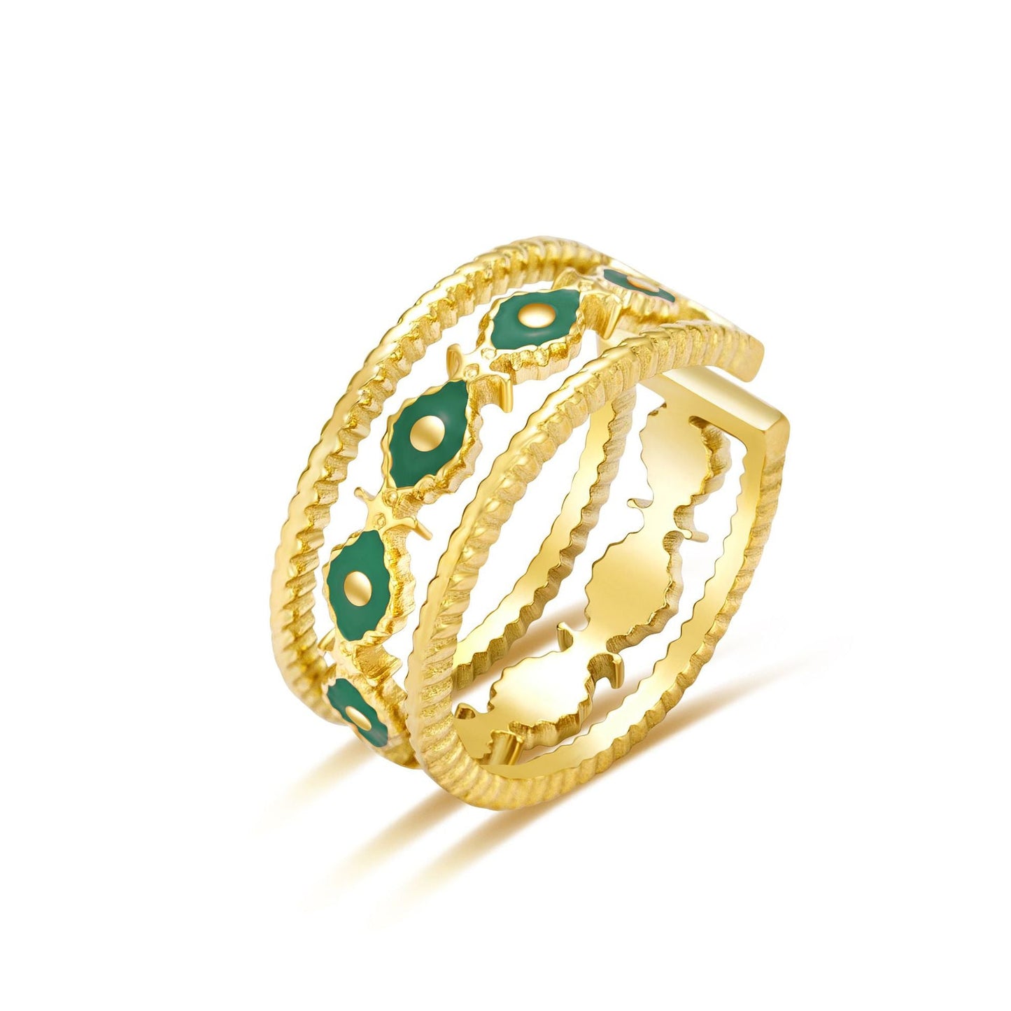 Gold Plated Stainless Steel Ring "Esméralda" | Kiwified Emerald - Kiwified Emerald