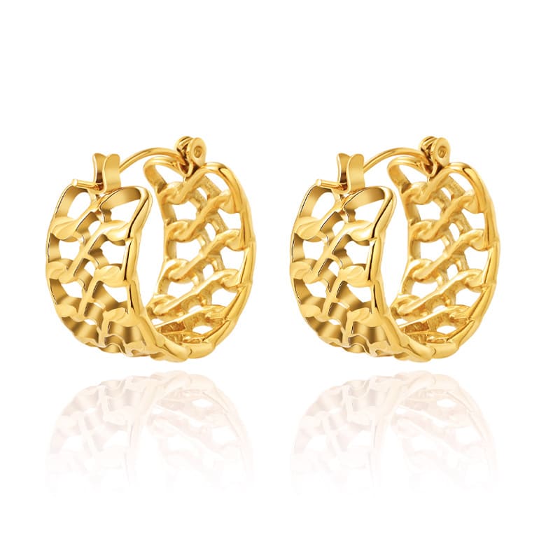 Gold Plated Surgical Steel Earrings "Golden Age" - Kiwified Emerald