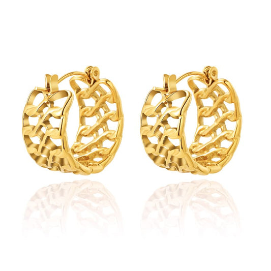 Gold Plated Surgical Steel Earrings "Golden Age" - Kiwified Emerald