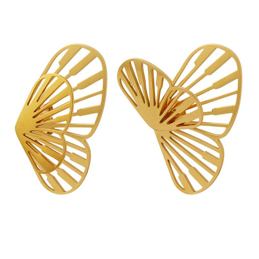 Gold Plated Surgical Steel Earrings "Papillon" - Kiwified Emerald