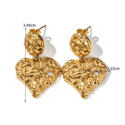 Gold Plated Surgical Steel Statement Earrings "Brave Heart" - Kiwified Emerald