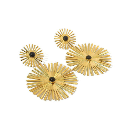 Gold Plated Surgical Steel Statement Earrings "Sunflower" - Kiwified Emerald