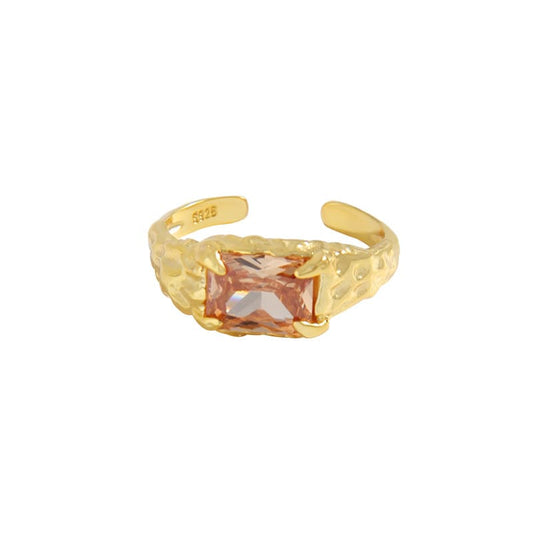 Gold Vermeil Ring with Gemstones "Mars" - Kiwified Emerald