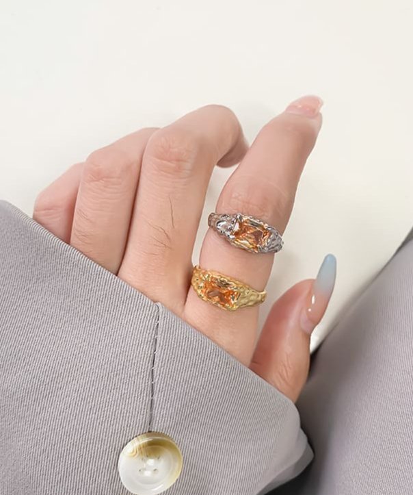 Gold Vermeil Ring with Gemstones "Mars" - Kiwified Emerald