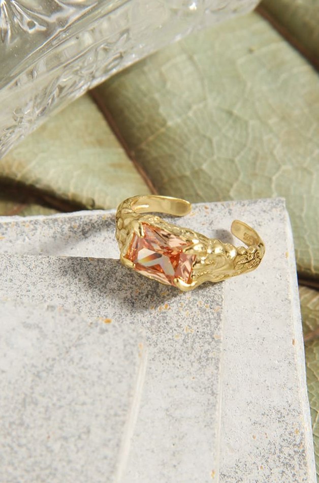 Gold Vermeil Ring with Gemstones "Mars" - Kiwified Emerald