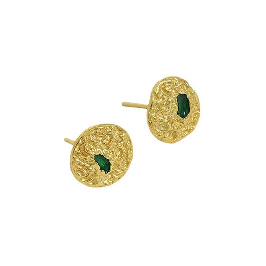 Gold Vermeil Sterling Silver Earrings with Gemstones "Oasis" | Kiwified Emerald - Kiwified Emerald