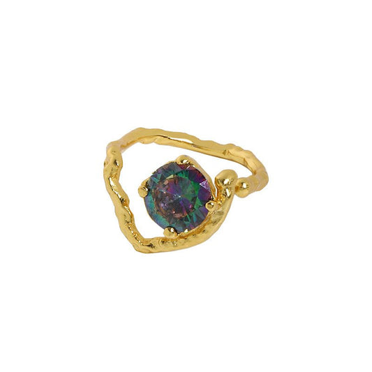 Gold Vermeil Sterling Silver Ring "Black Hole" with gemstone| Kiwified Emerald - Kiwified Emerald