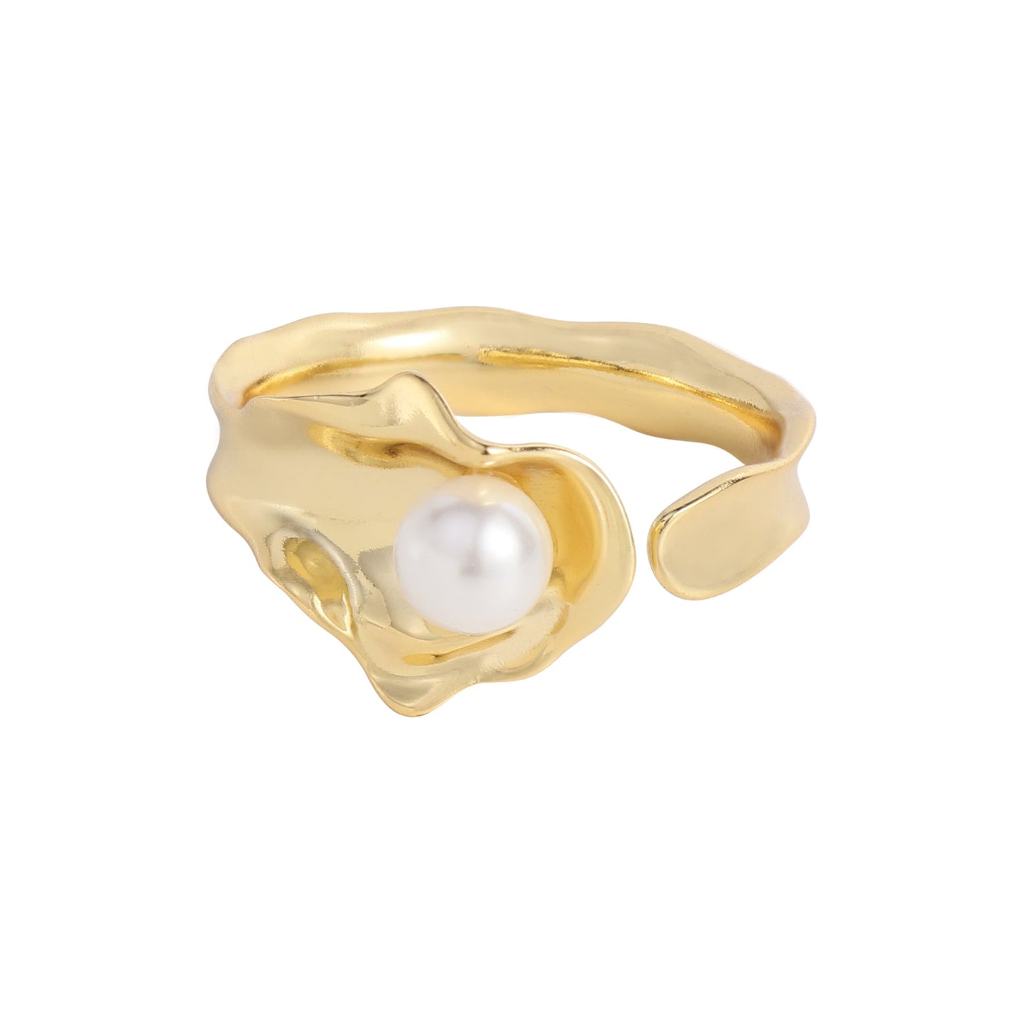 Gold Vermeil Sterling Silver Ring "Pearl Vague" | Kiwified Emerald - Kiwified Emerald