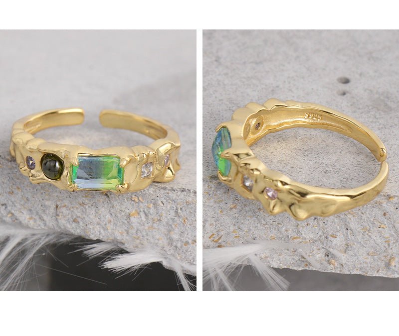 Gold Vermeil Sterling Silver Ring with Gemstones "Enchantment" | Kiwified Emerald - Kiwified Emerald