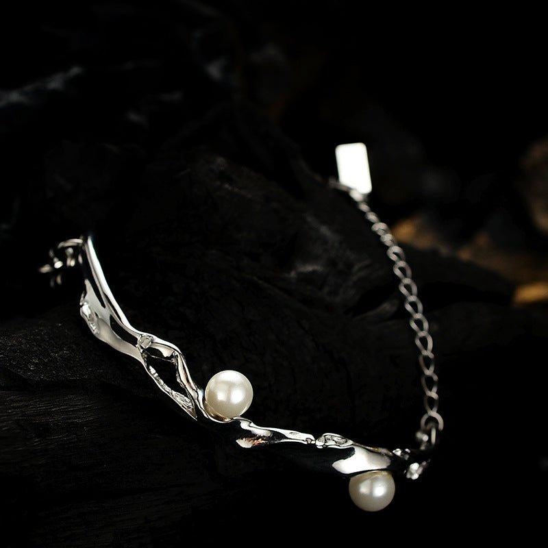 Sterling Silver Bracelet with Shell Pearl "Moon River" | Kiwified Emerald - Kiwified Emerald