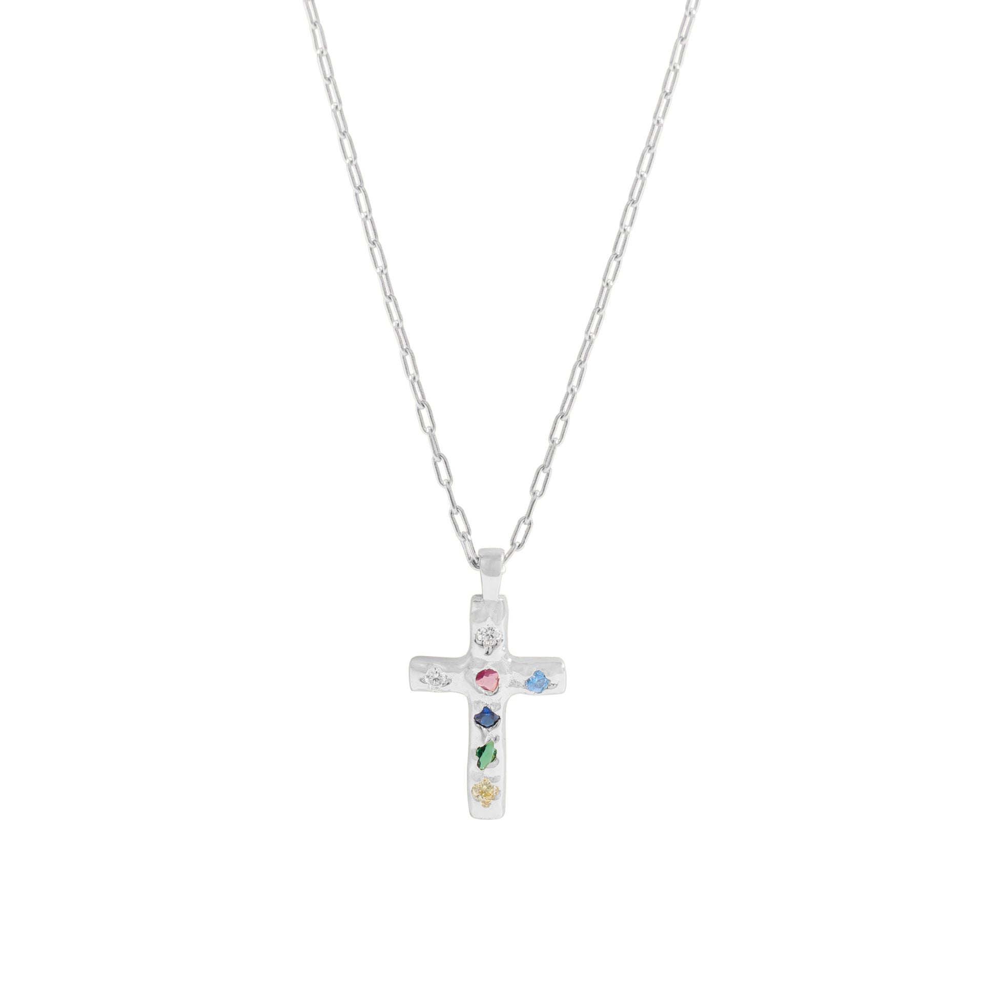 Sterling Silver Necklace with Gemstone "Coloful Faith" with Gemstone - Kiwified Emerald