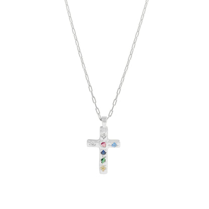 Sterling Silver Necklace with Gemstone "Coloful Faith" with Gemstone - Kiwified Emerald