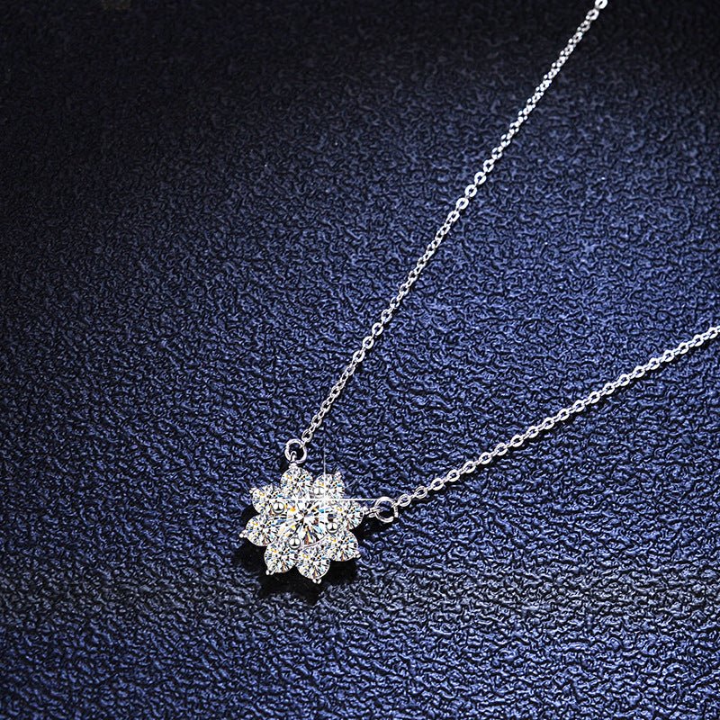 Sterling Silver Necklace with Gemstones "Snowflake" | Kiwified Emerald - Kiwified Emerald