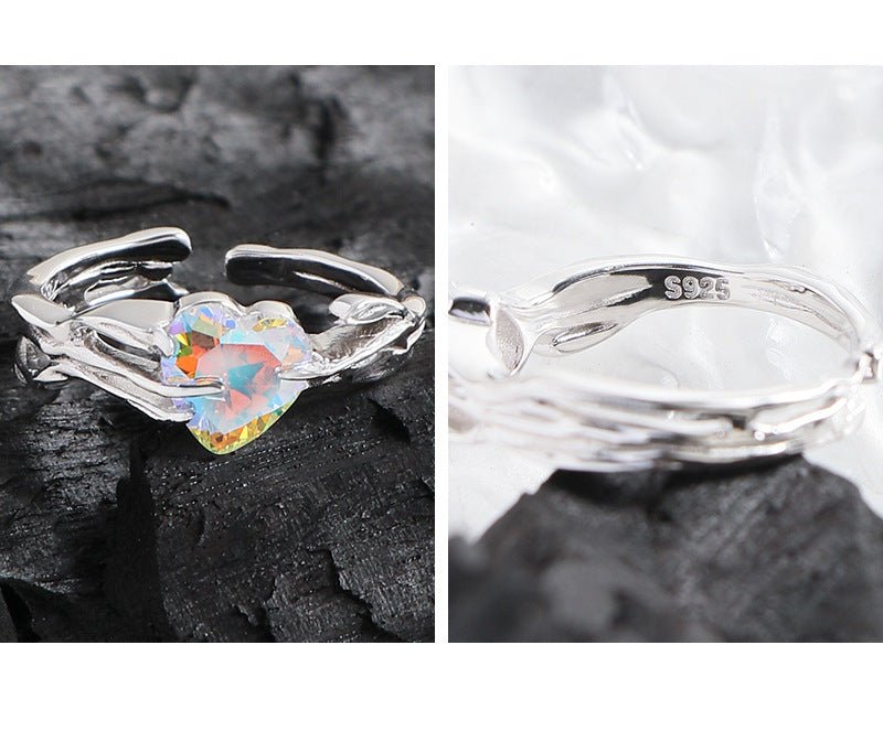 Sterling Silver Ring with Gemstones "Moon in Water" | Kiwified Emerald - Kiwified Emerald