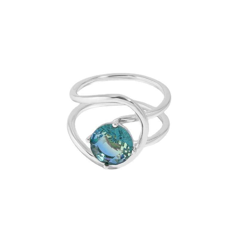 Sterling Silver Ring with Gemstones "Oort" - Kiwified Emerald