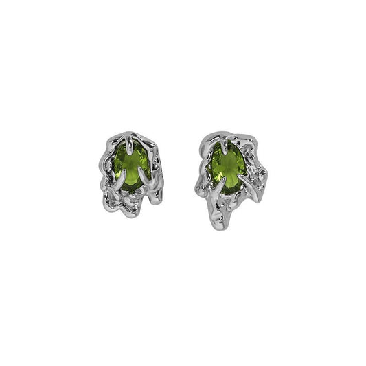 Sterling Silver Statement Earrings with Gemstones "Monster" | Kiwified Emerald - Kiwified Emerald