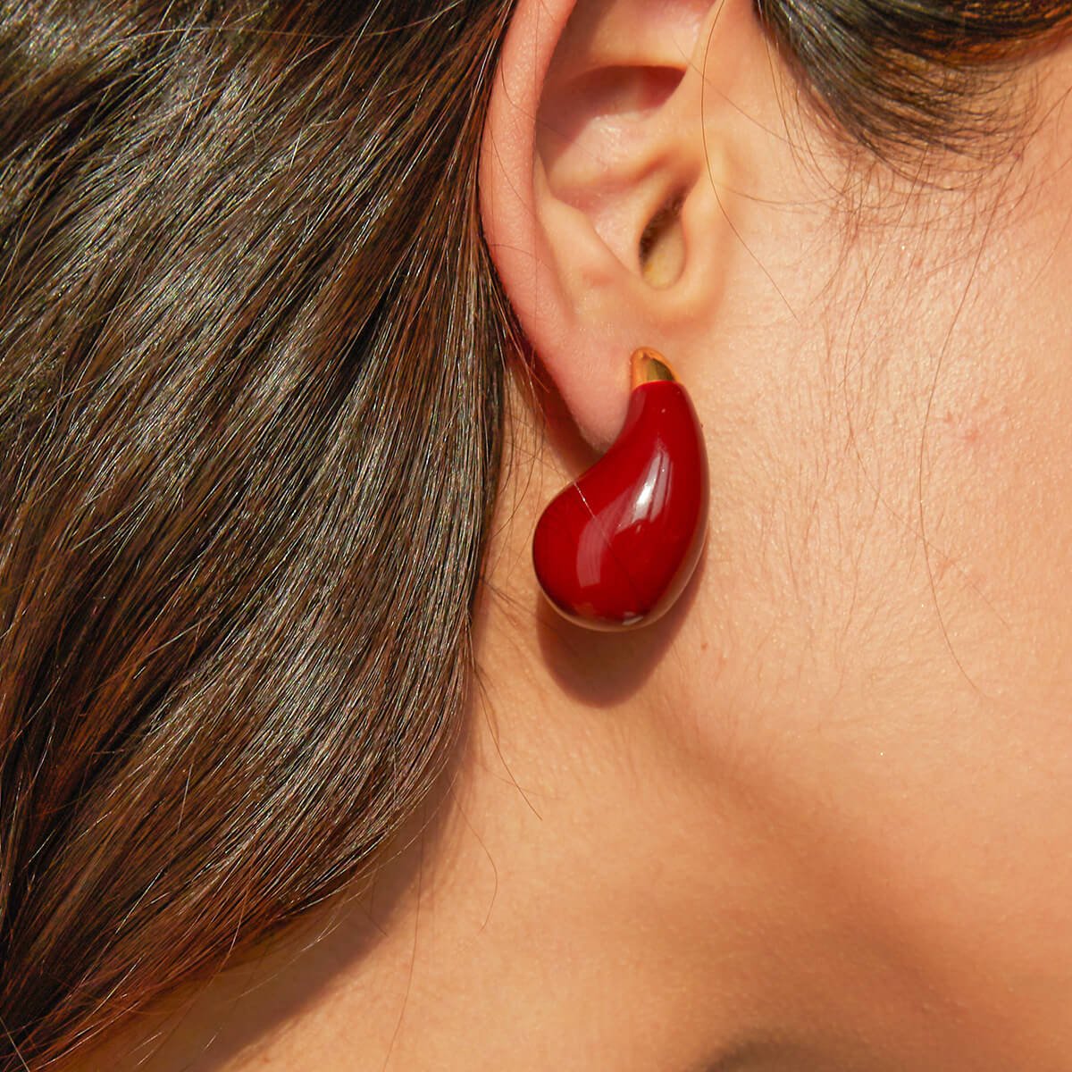 Surgical Steel Statement Earrings "Blood Drop" - Kiwified Emerald